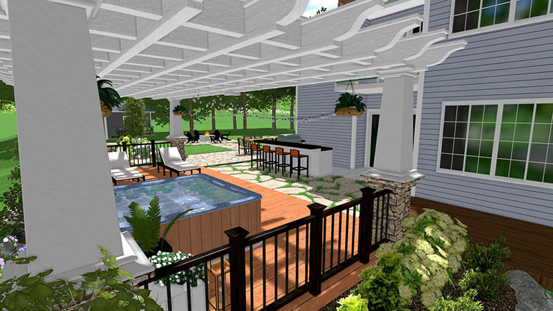 3d rendering of a backyard design