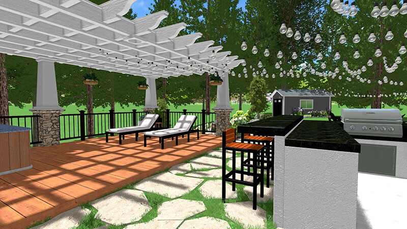 3d rendering of a backyard design