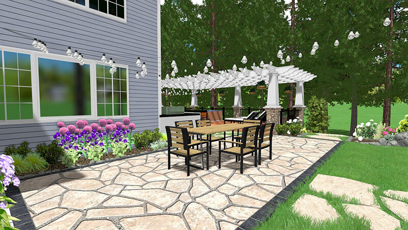 3d rendering of a backyard design