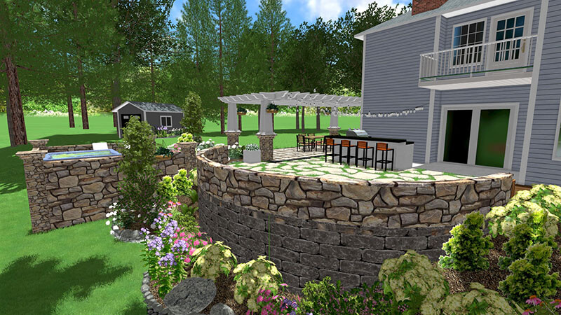 3d rendering of a backyard design
