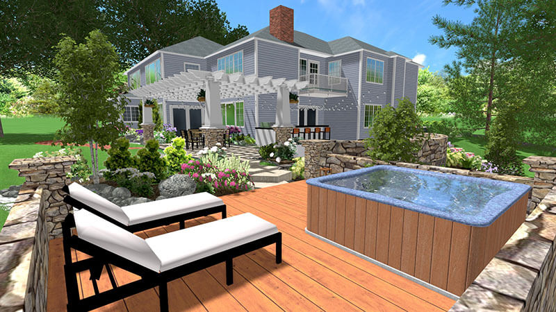 3d rendering of a backyard design