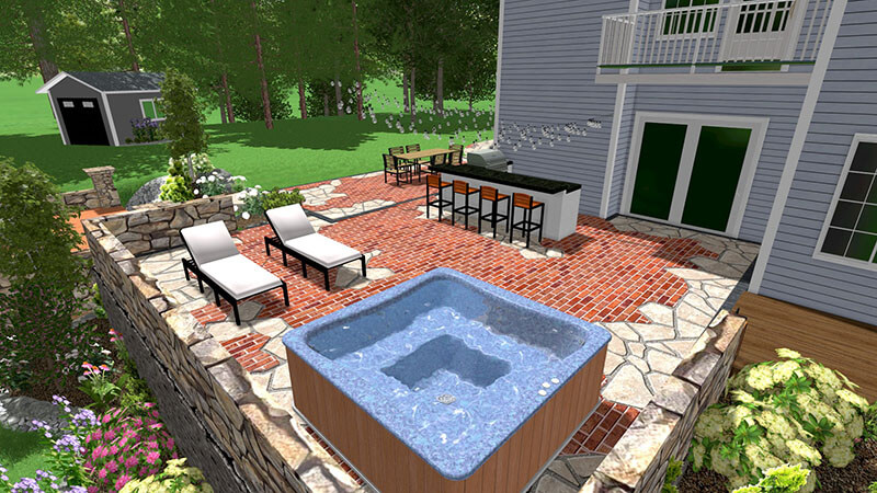 3d rendering of a backyard design