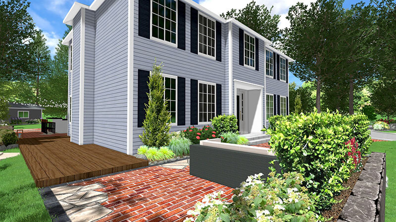 3d rendering of a backyard design