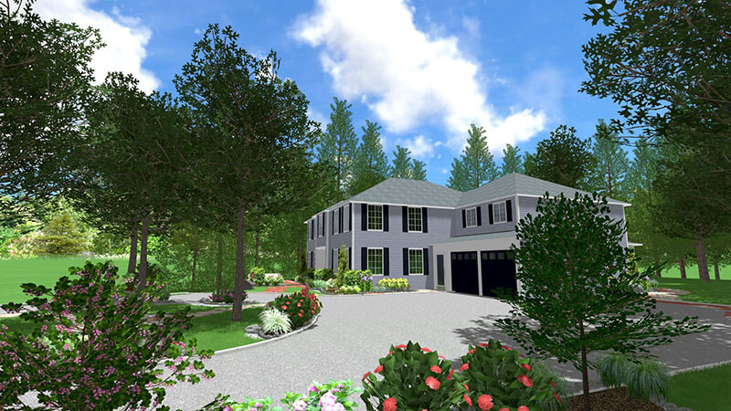 3d rendering of a backyard design