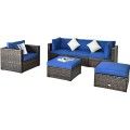 6pcs Patio Rattan Sectional Cushion Furniture Set image