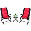3 Pcs Outdoor Folding Rocking Chair Table Set image