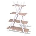 X-Shape 4-Tier Display Shelf Rack Potting Ladder-White image