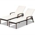 2 Pcs Patio Rattan Adjustable Back Lounge Chair image