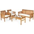 4 Pcs Outdoor Acacia Wood Sofa Furniture Set image