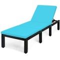 Patio Rattan Cushioned Height Adjustable Lounge Chair-Blue image