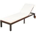Patio Acacia Wood Lounge Chair Chaise Recliner image