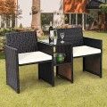 Patio Rattan Conversation Cushioned Seat Sofa Set image