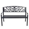 50" Patio Park Steel Frame Cast Iron Backrest Bench Porch Chair image