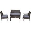 4 Pcs Patio Rattan Cushioned Furniture Set -Black image
