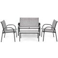 4 Pcs Patio Furniture Set With Glass Top Coffee Table-Gray image