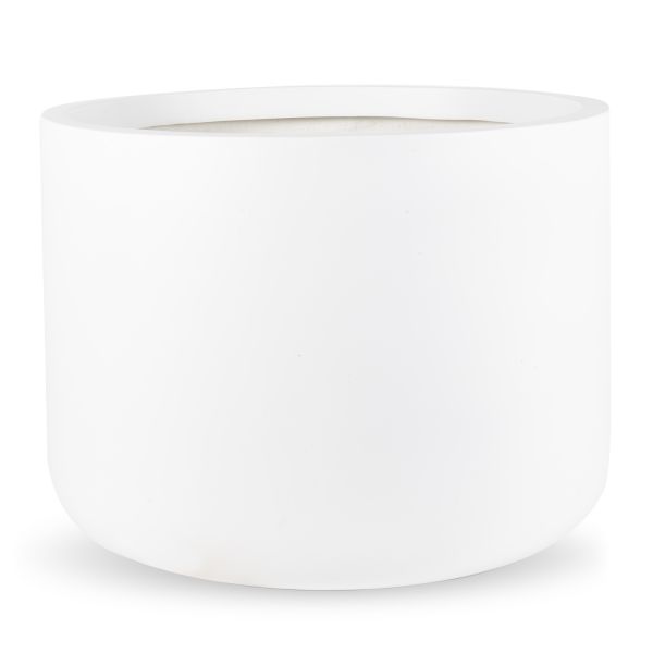 17"H x 23.5"W x 23.5"L, White Cylinder Fiberglass Pot image