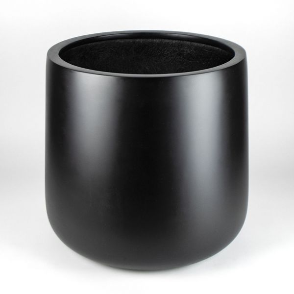 16.25"H x 16.25"W x 14.25" Opening, Black Matte Round Bottom Fiberglass Planter image