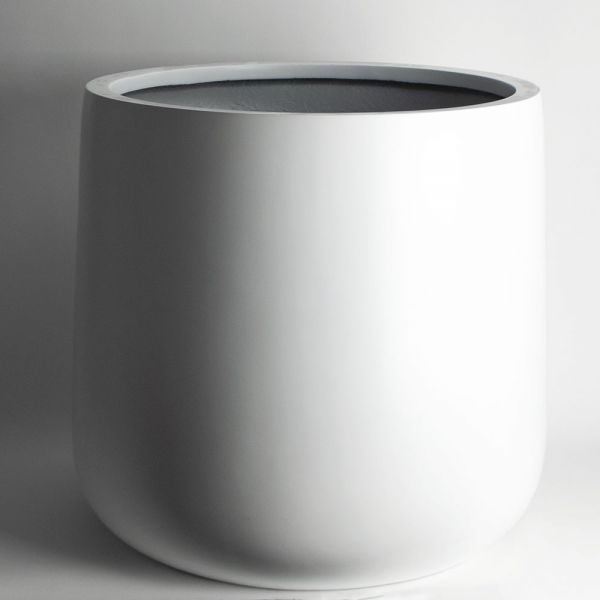 20"H x 21"W x 17.75" Opening, Matte White Round Bottom Fiberglass Planter image