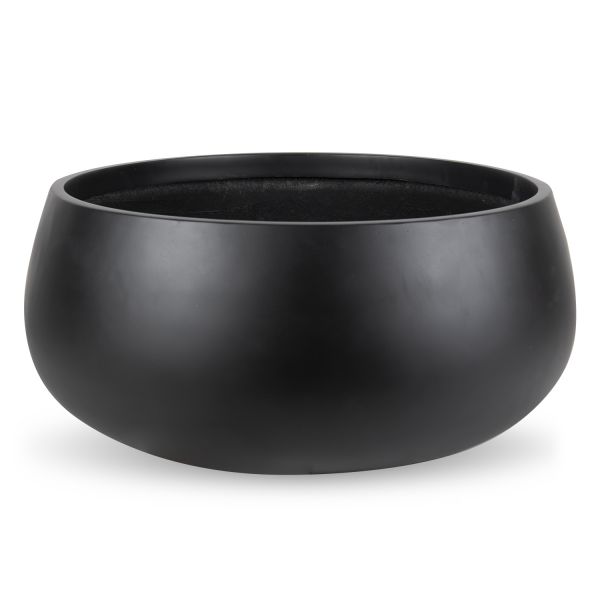 12"H Black Round Fiberglass Pot image