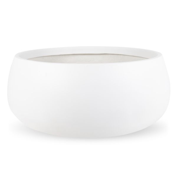 12"H White Round Fiberglass Pot image
