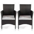 2 Pcs Dining Chairs Set With 2 Cushion Covers-Black image