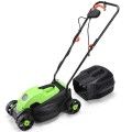 14" Electric Push Lawn Corded Mower with Grass Bag-Green image