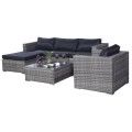 6 Pcs Gray Wicker Rattan Seat Cushioned Set image